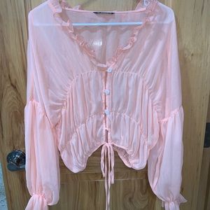 Shein S pink blouse